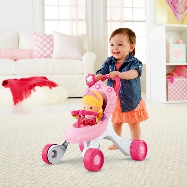 Fisher-Price Princess Or Queen Stroll-Along Music Pedestrian and also Dolly Capability Place