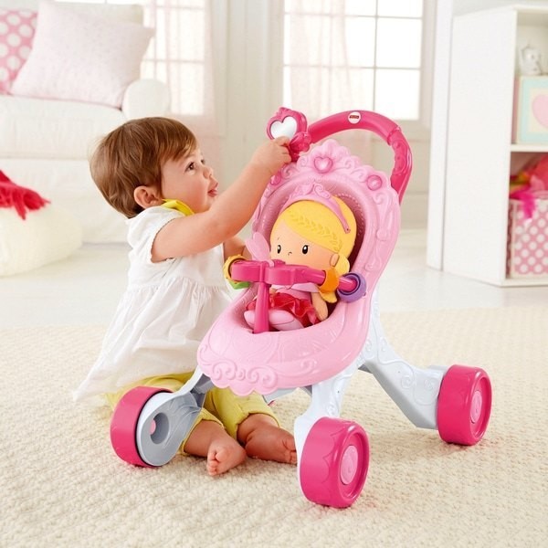 Fisher-Price Little Princess Stroll-Along Musical Walker and Toy Capability Set