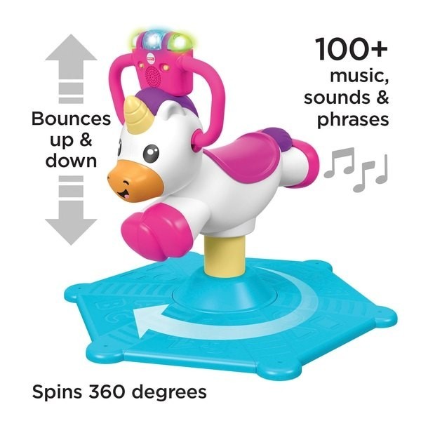 Free Shipping - Fisher-Price Bounce and Spin Unicorn Flight On - Crazy Deal-O-Rama:£40