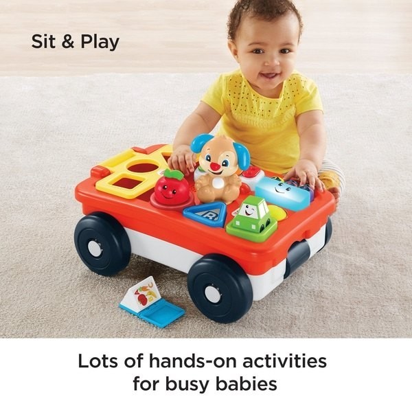 February Love Sale - Fisher-Price Laugh & Learn Pull & Play Discovering Buck Wagon - One-Day:£25