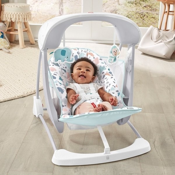 Blowout Sale - Fisher-Price Take-Along Little One Swing & Seat - Terrazzo - President's Day Price Drop Party:£64