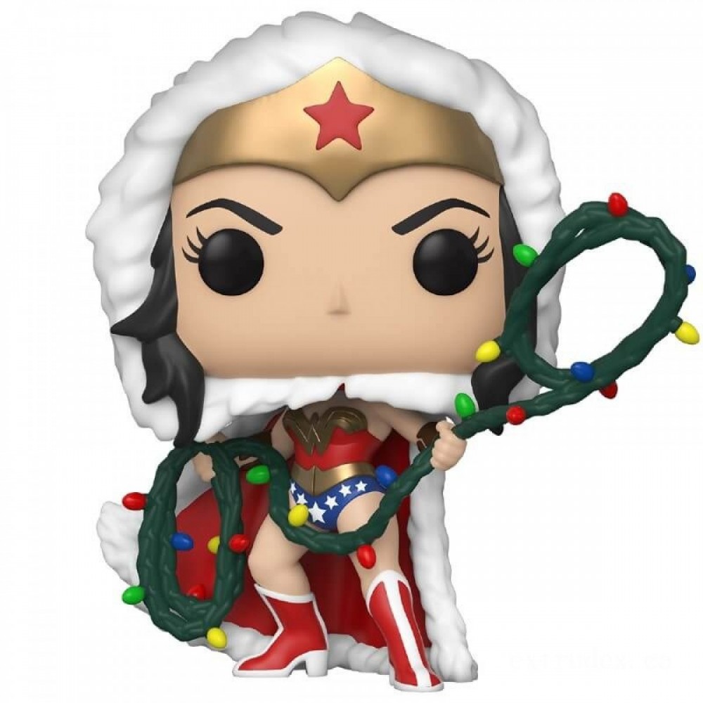 DC Comics Holiday Season Marvel Lady with Lights Lasso Funko Stand Out! Plastic