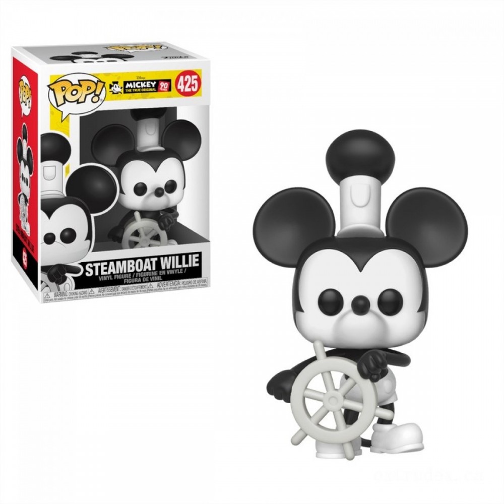 Super Sale - Disney Mickey's 90th Steamboat Willie Funko Stand Out! Vinyl - Crazy Deal-O-Rama:£8