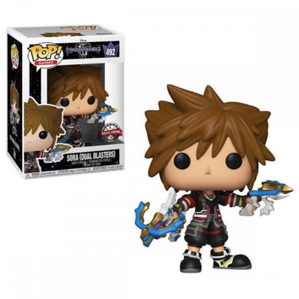 Disney Kingdom Hearts 3 Sora along with Dual Blasters EXC Funko Stand Out! Vinyl fabric