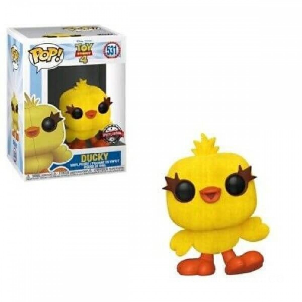 Toy Tale 4 Ducky Flocked EXC Funko Stand Out! Plastic