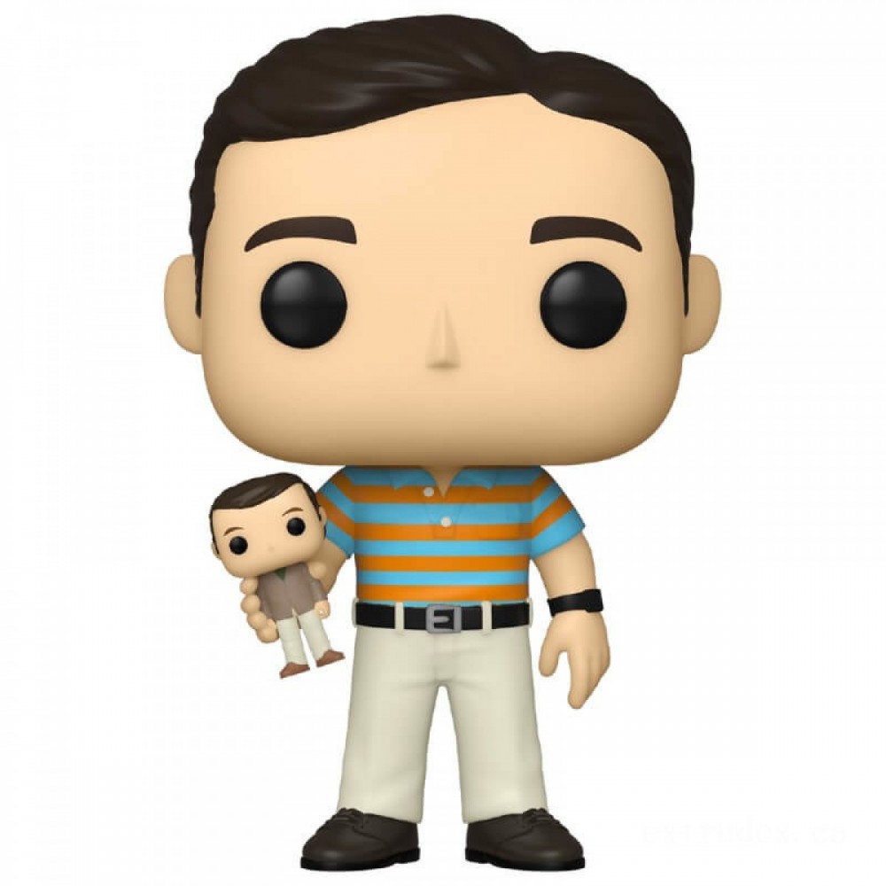40 Years Of Age Virgin Andy storing Oscar with Chase Funko Pop! Plastic