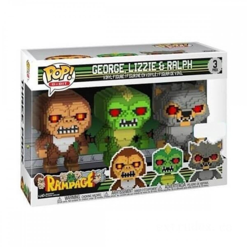 Rampage - George, Lizzie & Ralph 8-bit EXC Funko Stand Out! Plastic 3-pack