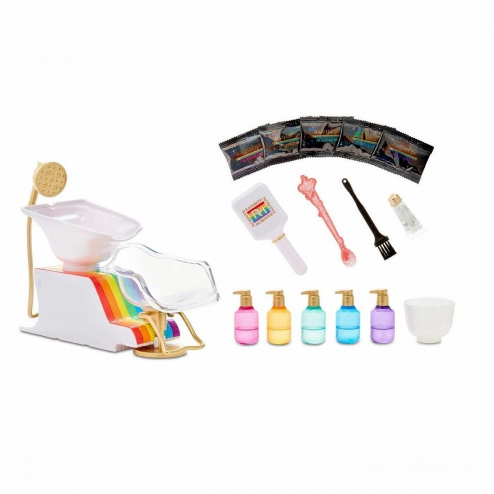 Rainbow High Beauty Salon Playset along with Rainbow of DIY Washable Hair Colour (Doll Not Included)