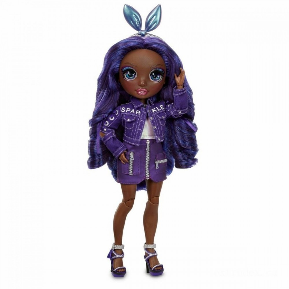 Rainbow High Krystal Bailey-- Indigo Style Figurine with 2 Full Mix & Suit Clothing and also Add-on