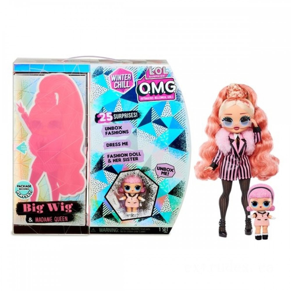 L.O.L. Surprise! O.M.G. Wintertime Coldness Authority & Madame Queen Doll along with 25 Unpleasant surprises