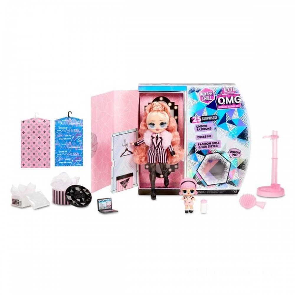 L.O.L. Surprise! O.M.G. Winter Months Cool Authority & Madame Queen Doll with 25 Surprises