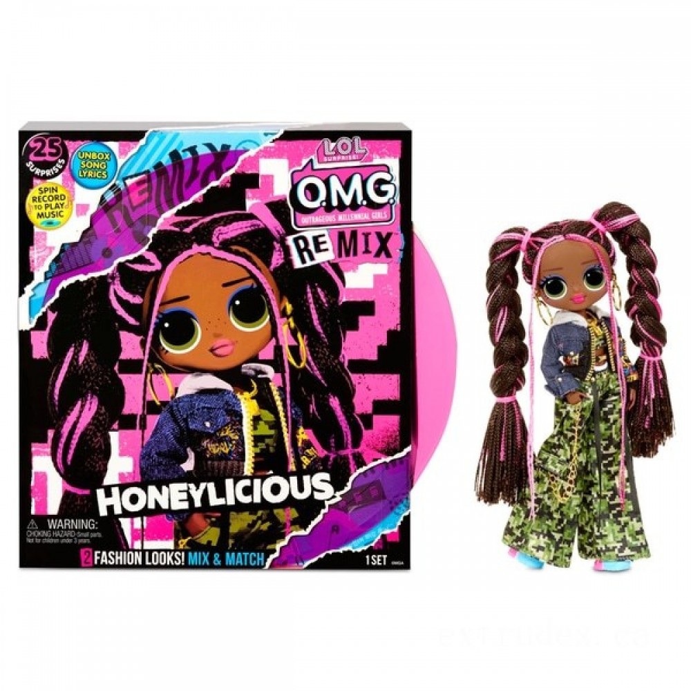 Gift Guide Sale - L.O.L. Surprise! O.M.G. Remix Honeylicious Manner Dolly - Curbside Pickup Crazy Deal-O-Rama:£27[lic8750nk]