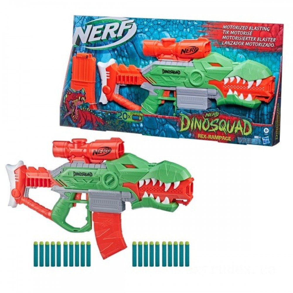 End of Season Sale - Nerf DinoSquad Rex-Rampage Motorised Dart Gun - Weekend Windfall:£38[nec8756ca]