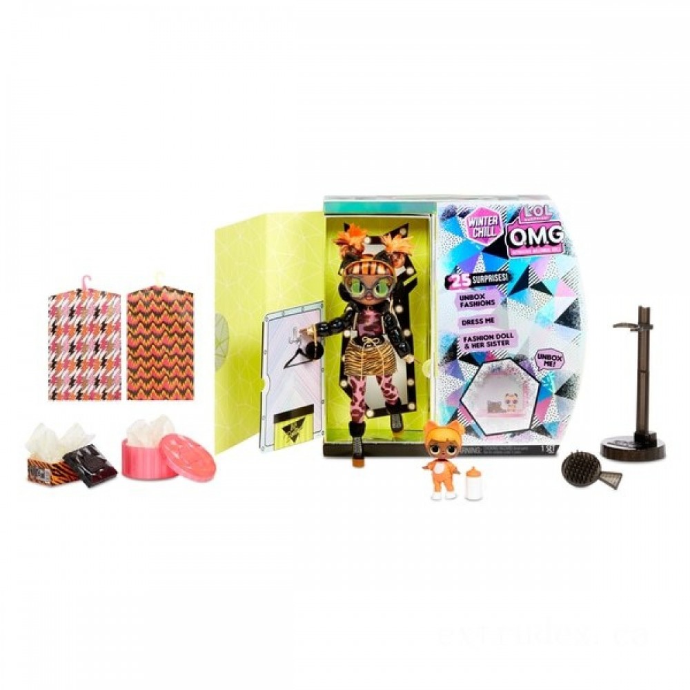 L.O.L. Surprise! O.M.G. Winter Chill Missy Meow & Little One Kitty Figure with 25 Surprises