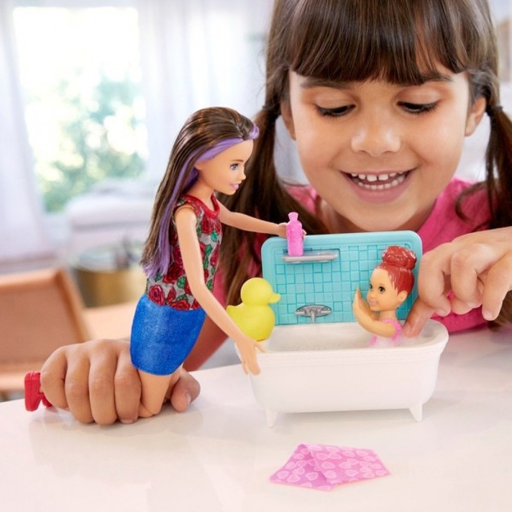 Shop Now - Barbie Captain Babysitters Bathtime Playset - Digital Doorbuster Derby:£13