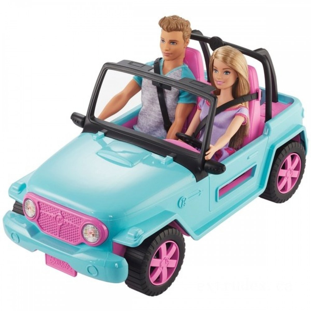 October Halloween Sale - Barbie Jeep with 2 Figures - Price Drop Party:£20[lic8893nk]