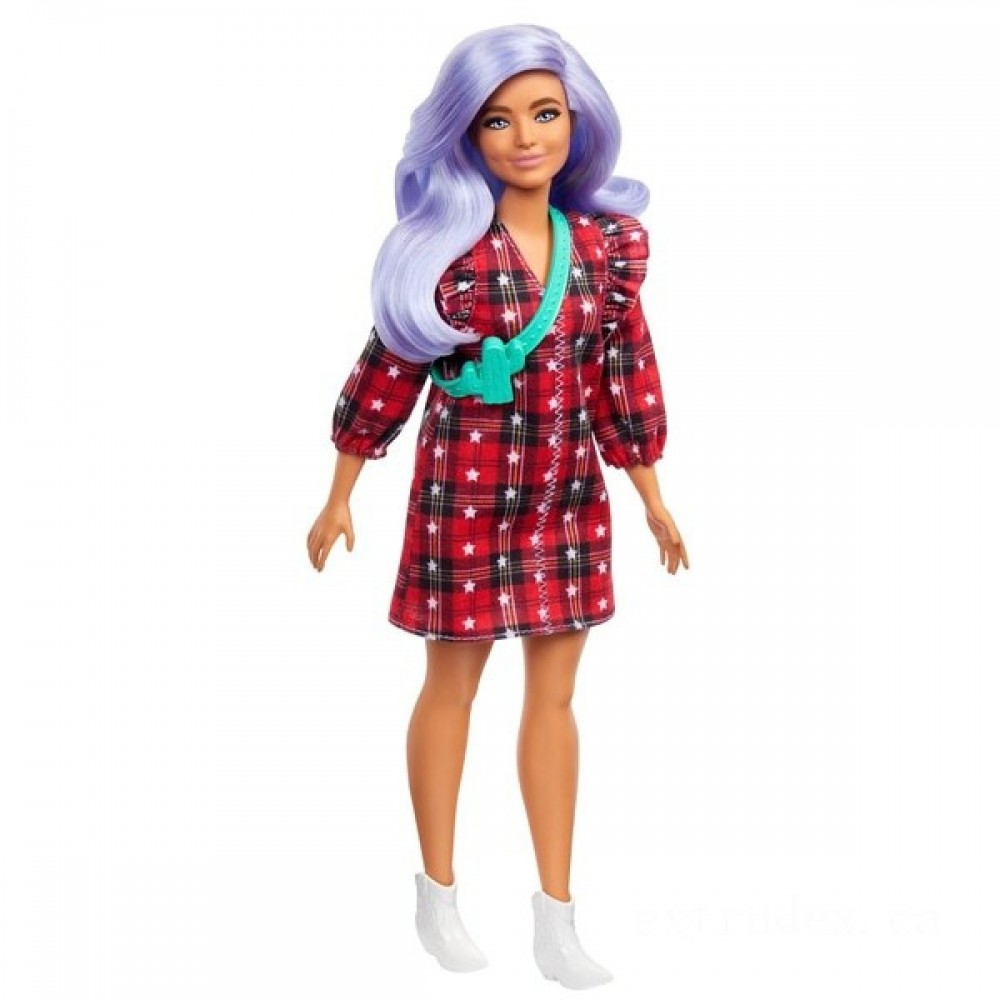 Barbie Fashionista Figurine 157 Reddish Checkered Gown