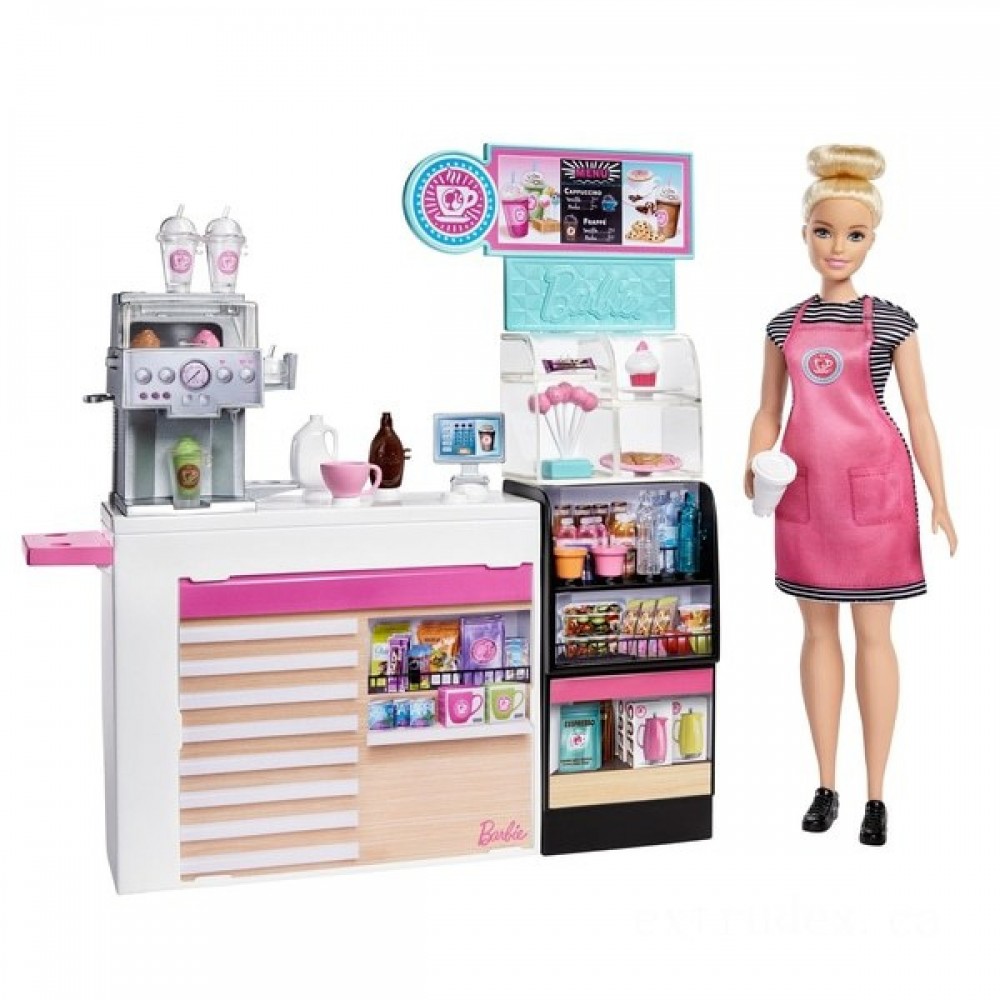 Sale - Barbie Cafe Playset along with Figurine - Price Drop Party:£27[coc9030li]