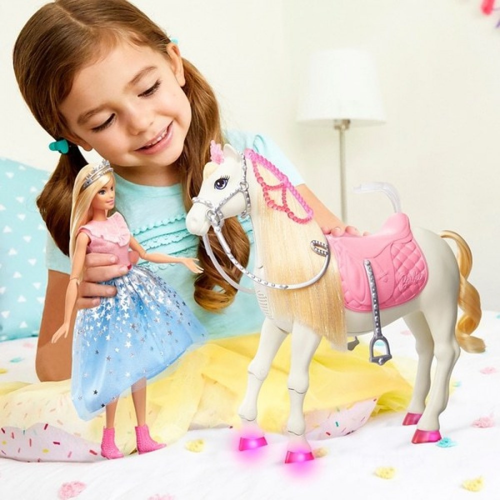Stocking Stuffer Sale - Barbie Princess Journey Prance & Shimmer Horse - New Year's Savings Spectacular:£34