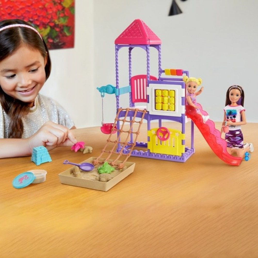 Veterans Day Sale - Barbie Skipper Babysitters Inc Climb 'n' Check Out Play ground Dolls and Playset - Reduced:£24