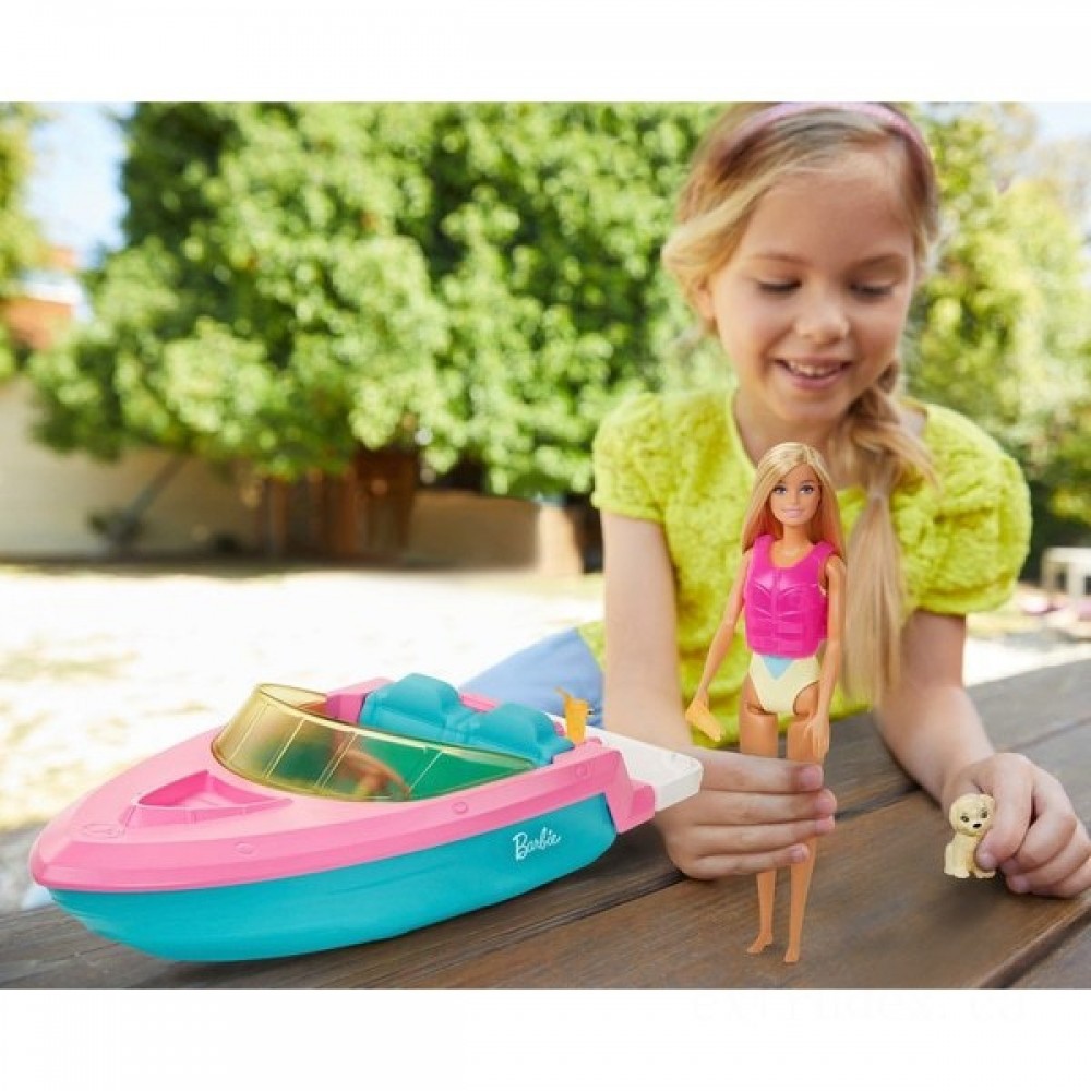 Barbie Boat with Pup and Equipment
