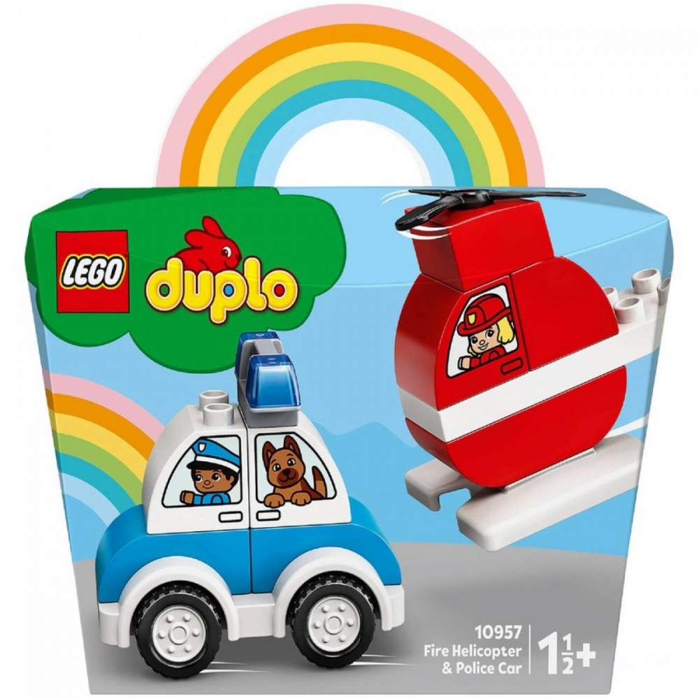 LEGO DUPLO My First: Fire Chopper and also Authorities Automobile Toy (10957 )