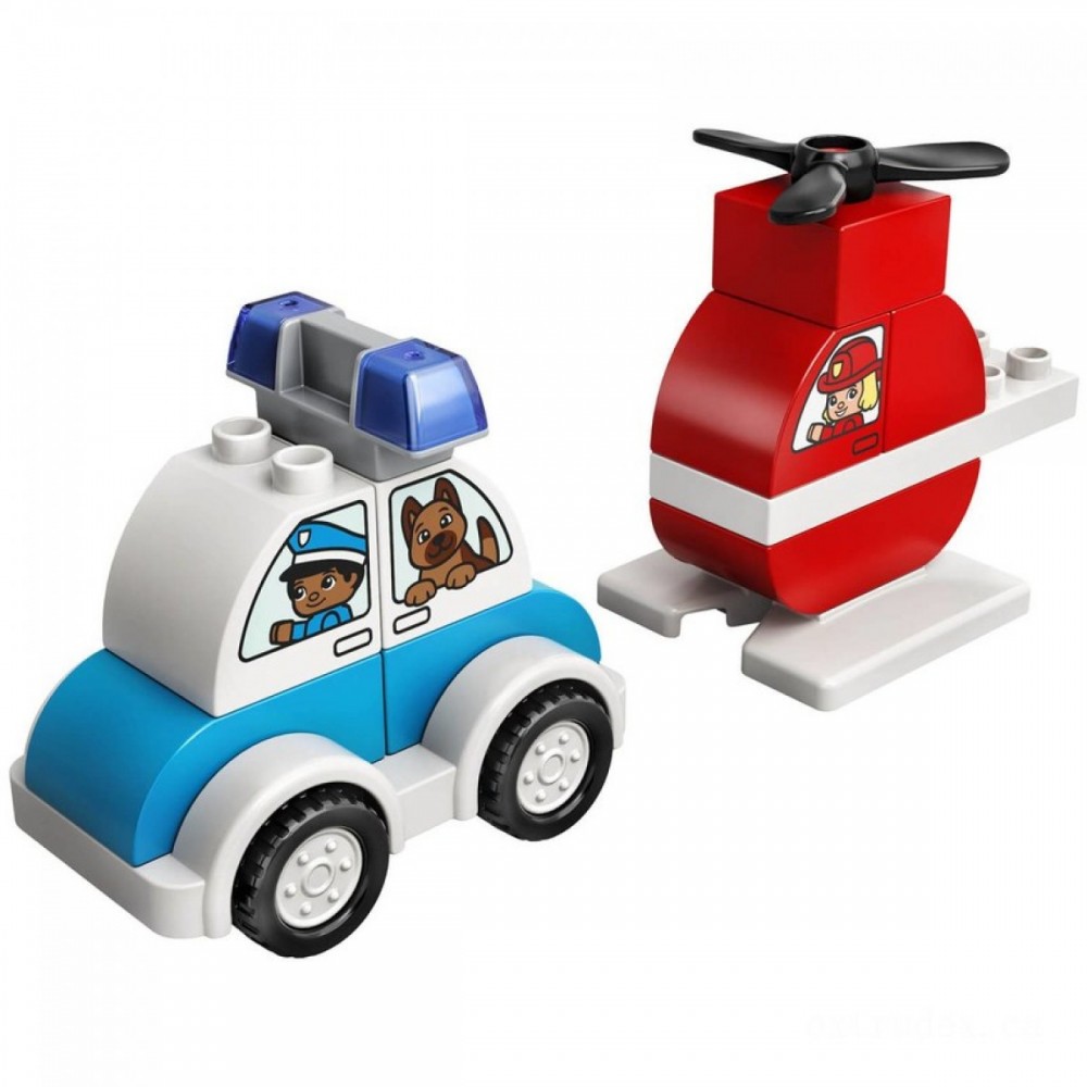 LEGO DUPLO My First: Fire Chopper and also Police Vehicle Plaything (10957 )