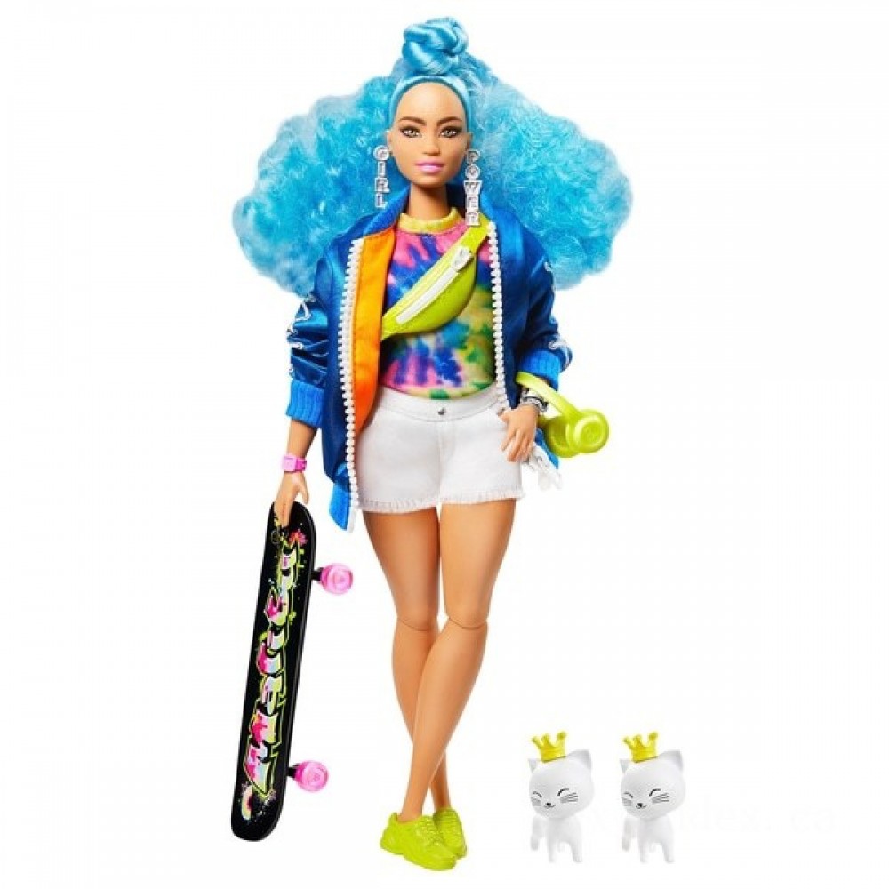 Barbie Additional Doll along with Skateboard as well as 2 Household Pet Kittycat Toys