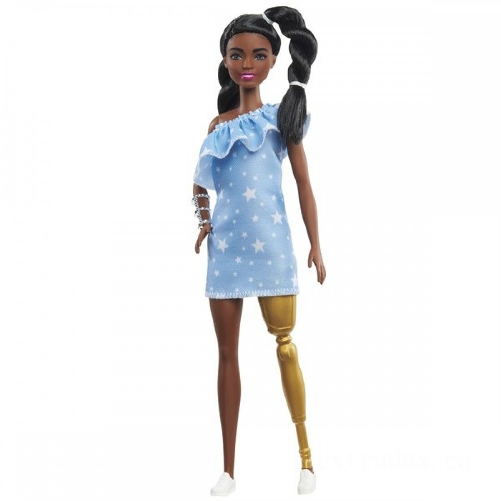 Barbie Fashionista Dolly 146 Superstar Print Denim Dress