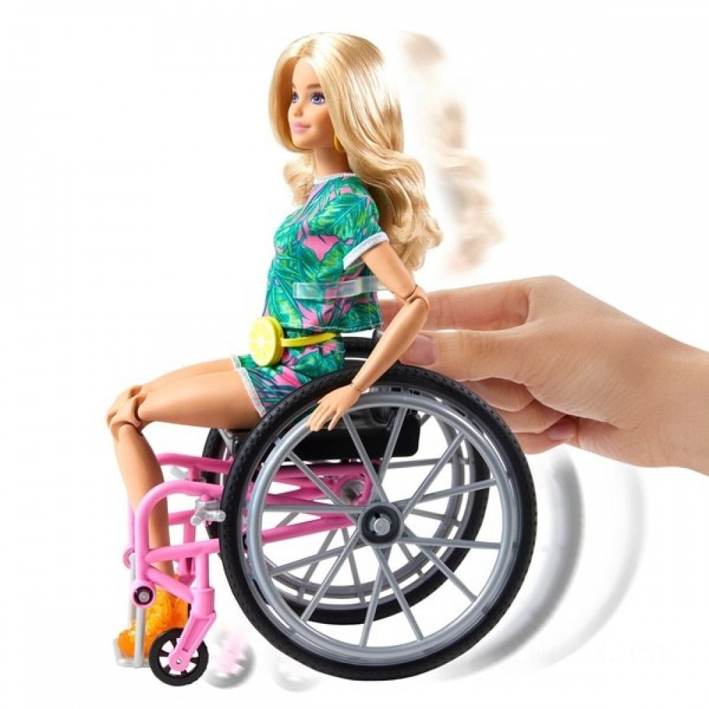 Flash Sale - Barbie Dolly 165 with Wheelchair Blond - Spree-Tastic Savings:£17