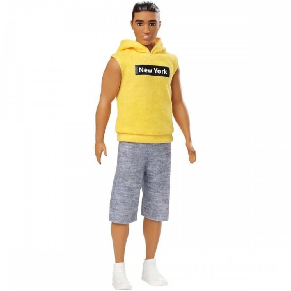 Free Shipping - Ken Fashionista Doll 131 Yellow NY Hoodie - Price Drop Party:£7[lic9453nk]