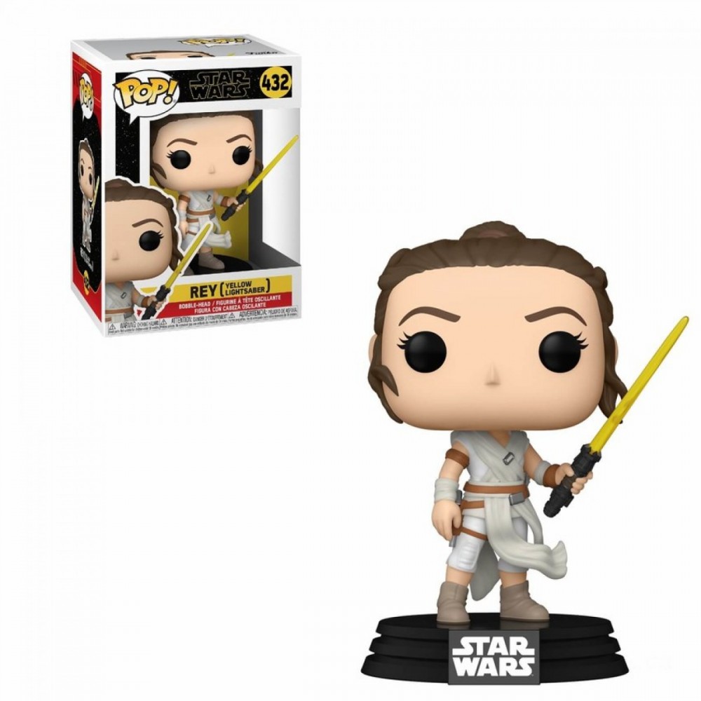 Superstar Wars The Rise of Skywalker Rey w/ Yellow Lightsaber Funko Stand Out Vinyl