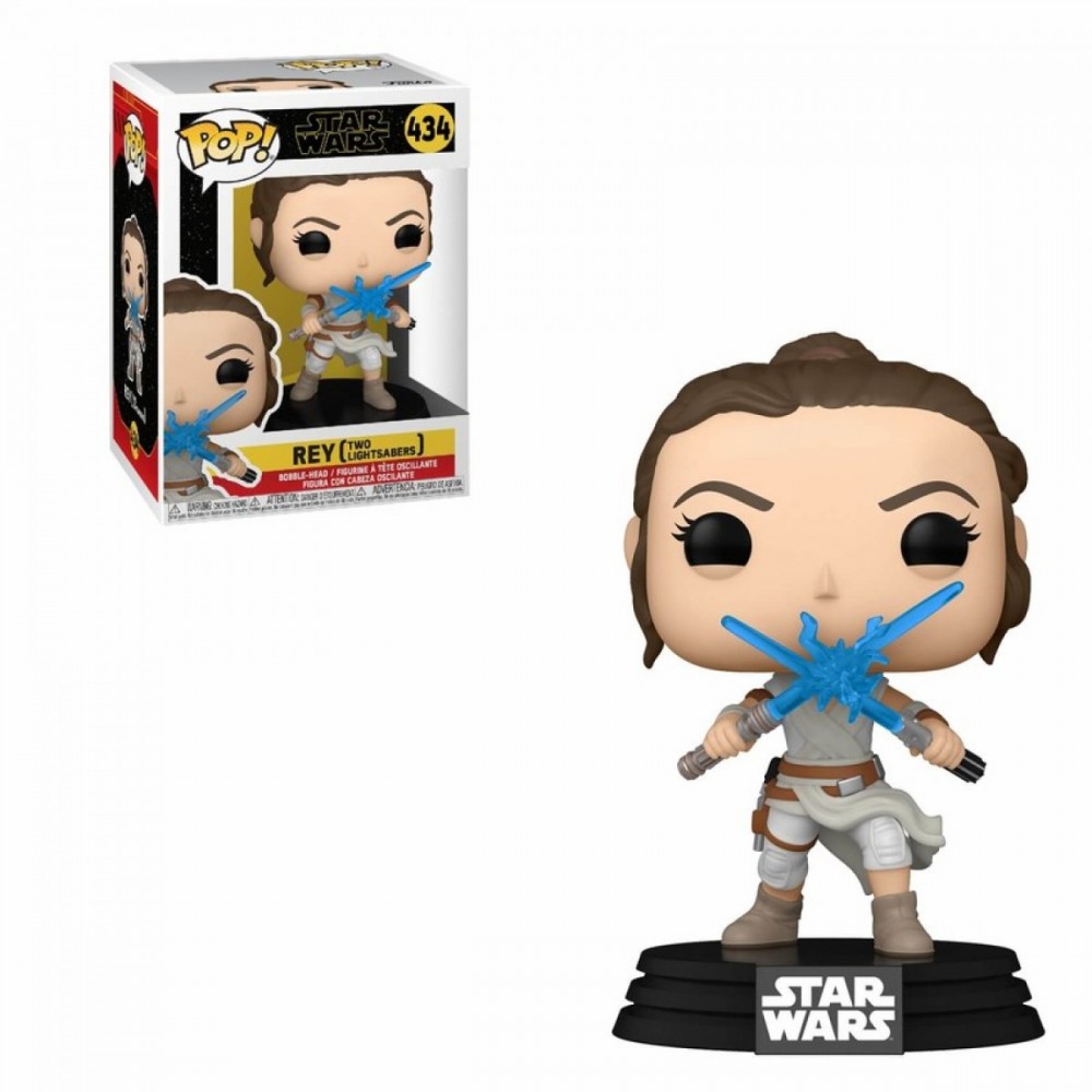 Celebrity Wars The Growth of Skywalker Rey w/ 2 Lightsabers Funko Stand Out Vinyl