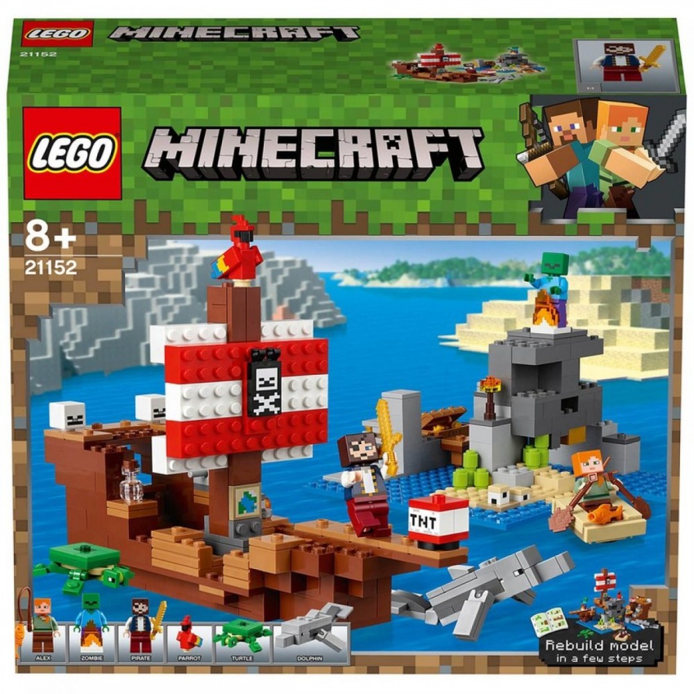 60% Off - LEGO Minecraft: The Pirate Ship Experience Plaything (21152 ) - Labor Day Liquidation Luau:£34[lac9485ma]