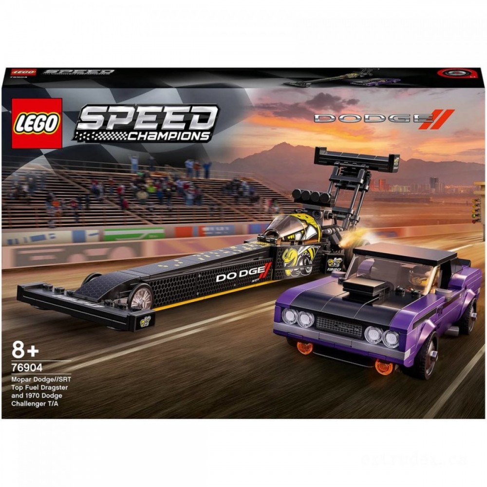 Gift Guide Sale - LEGO Speed Champions Dodge Challenger Mopar SRT Dragster Plaything (76904 ) - Curbside Pickup Crazy Deal-O-Rama:£26