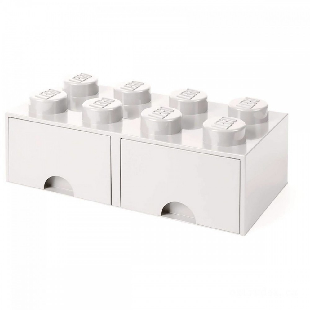 LEGO Storage 8 Button Brick - 2 Drawers (White)