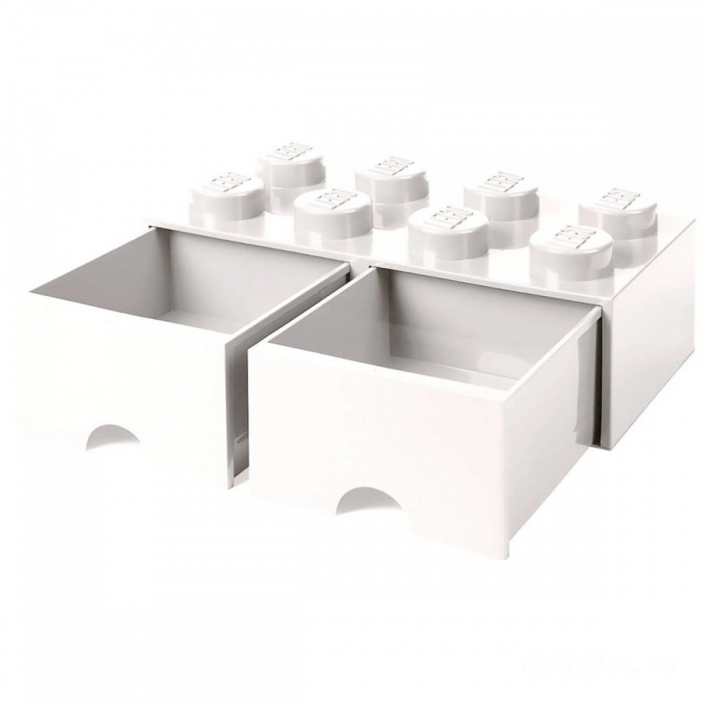 LEGO Storage 8 Handle Block - 2 Drawers (White)
