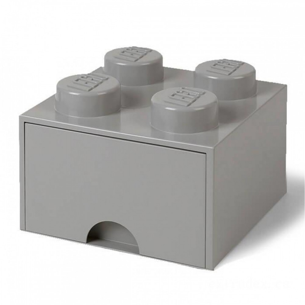 LEGO Storage Space 4 Button Block - 1 Drawer (Channel Stone Grey)