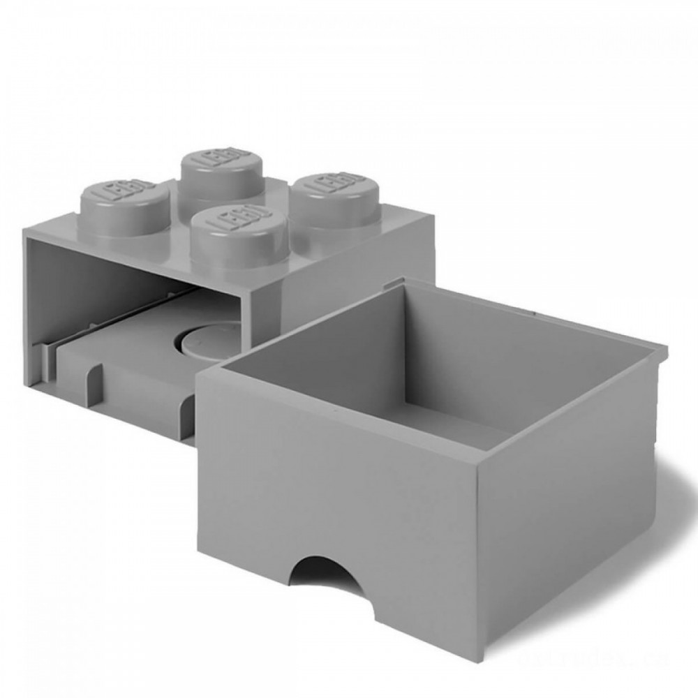 LEGO Storage Space 4 Button Brick - 1 Compartment (Medium Stone Grey)