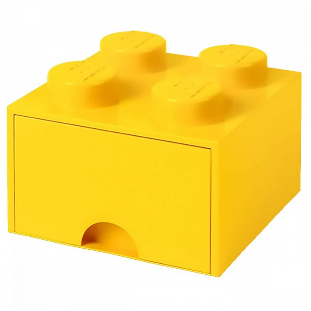 LEGO Storing 4 Knob Brick - 1 Drawer (Bright Yellowish)