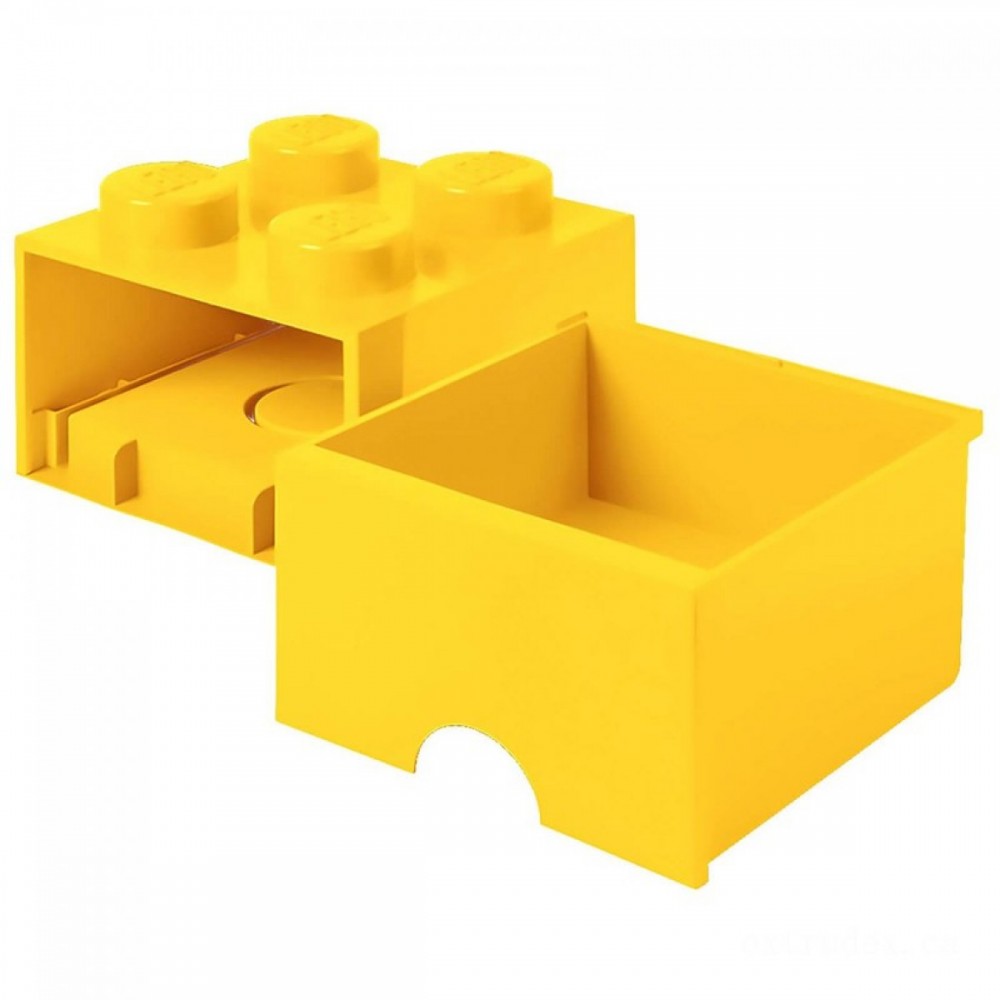 LEGO Storage Space 4 Handle Brick - 1 Compartment (Intense Yellow)