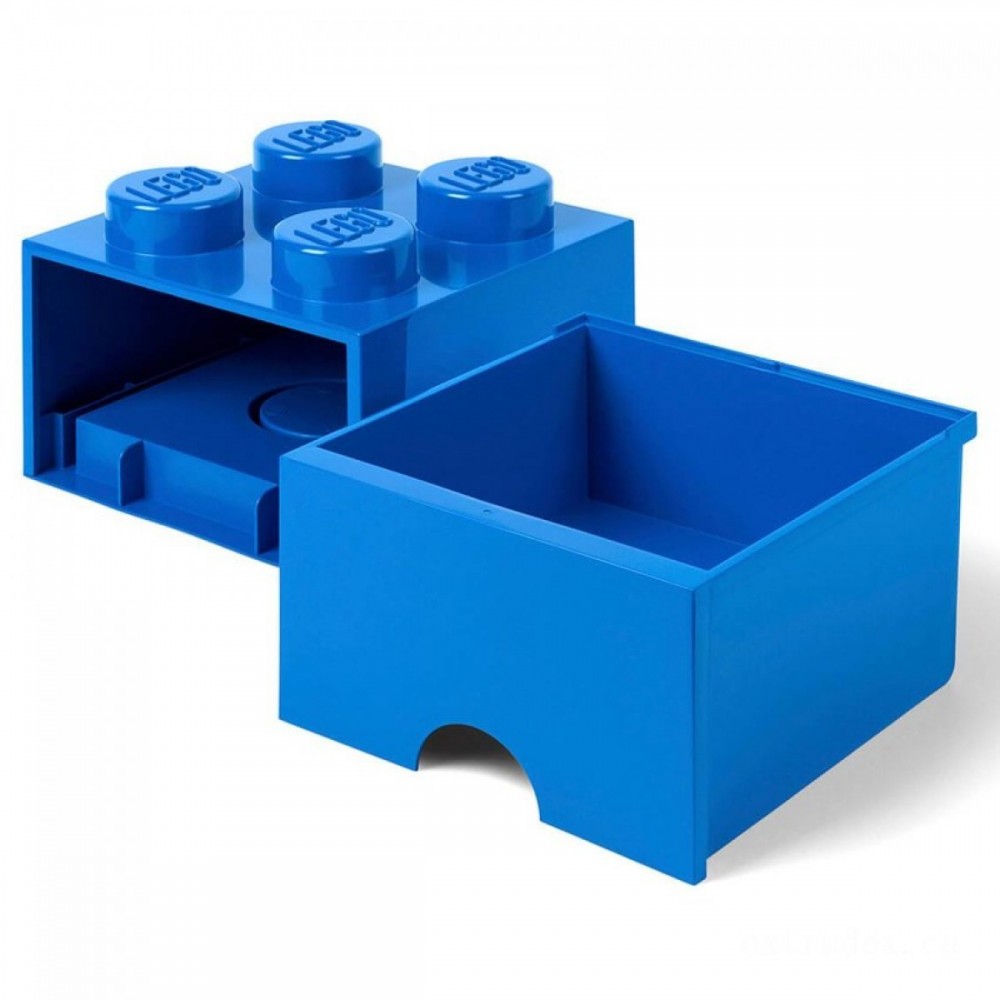 LEGO Storage Space 4 Handle Brick - 1 Compartment (Bright Blue)