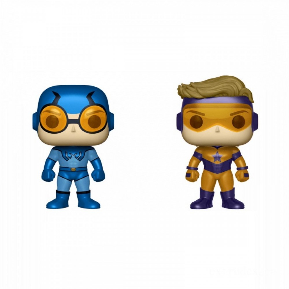 DC Blue Beetle & Enhancer Gold Metallic 2 Load EXC Funko Stand Out! Vinyls